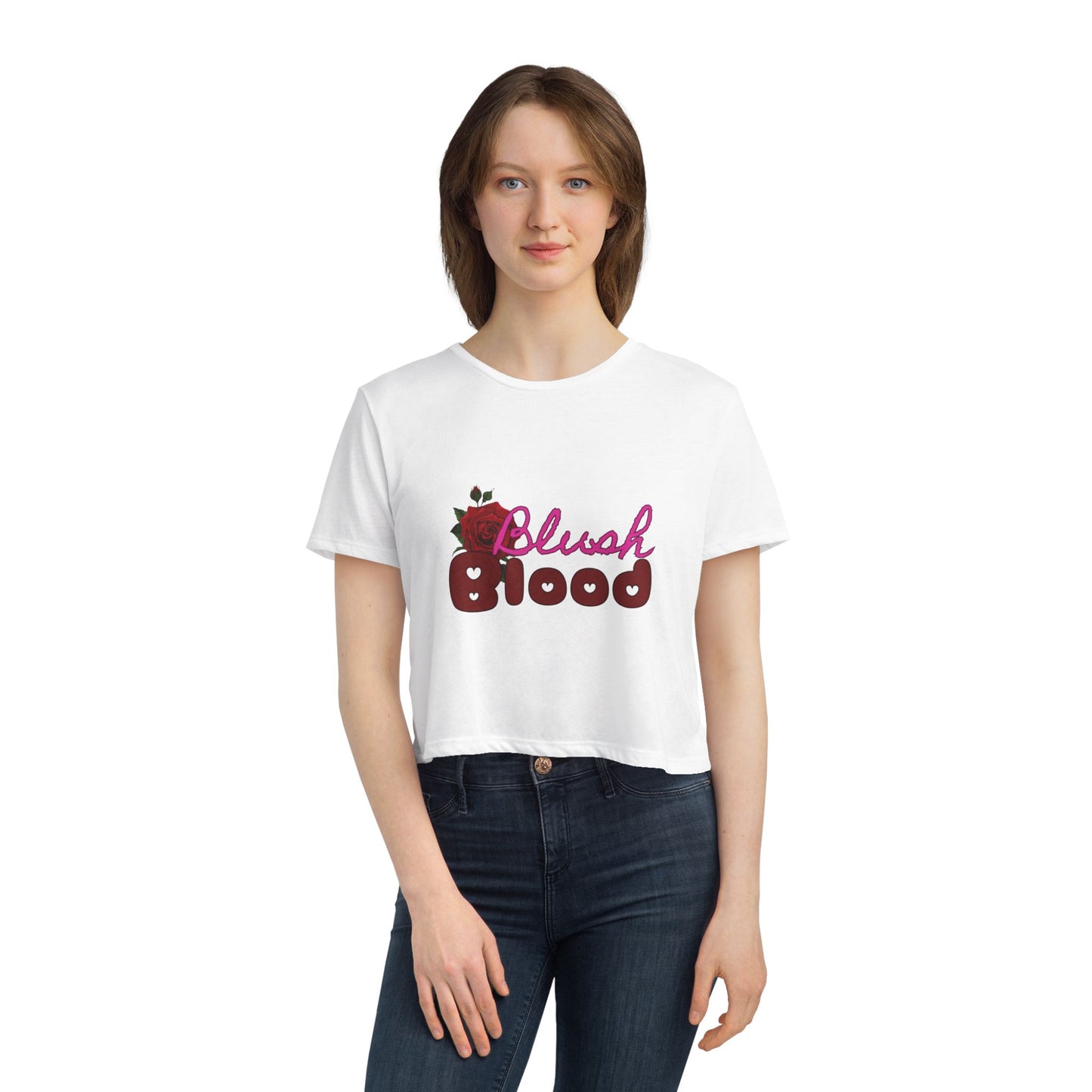 Blush and Blood Flowy Cropped Tee