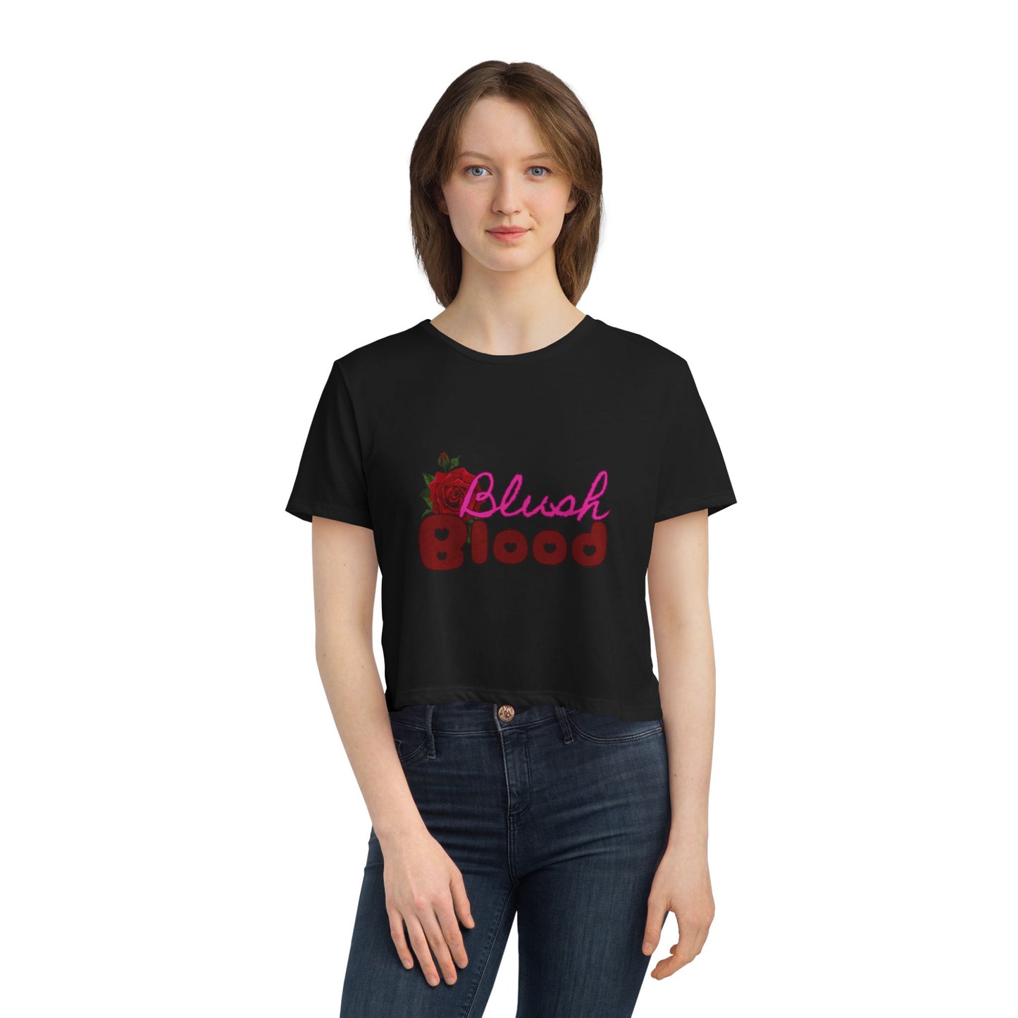 Blush and Blood Flowy Cropped Tee