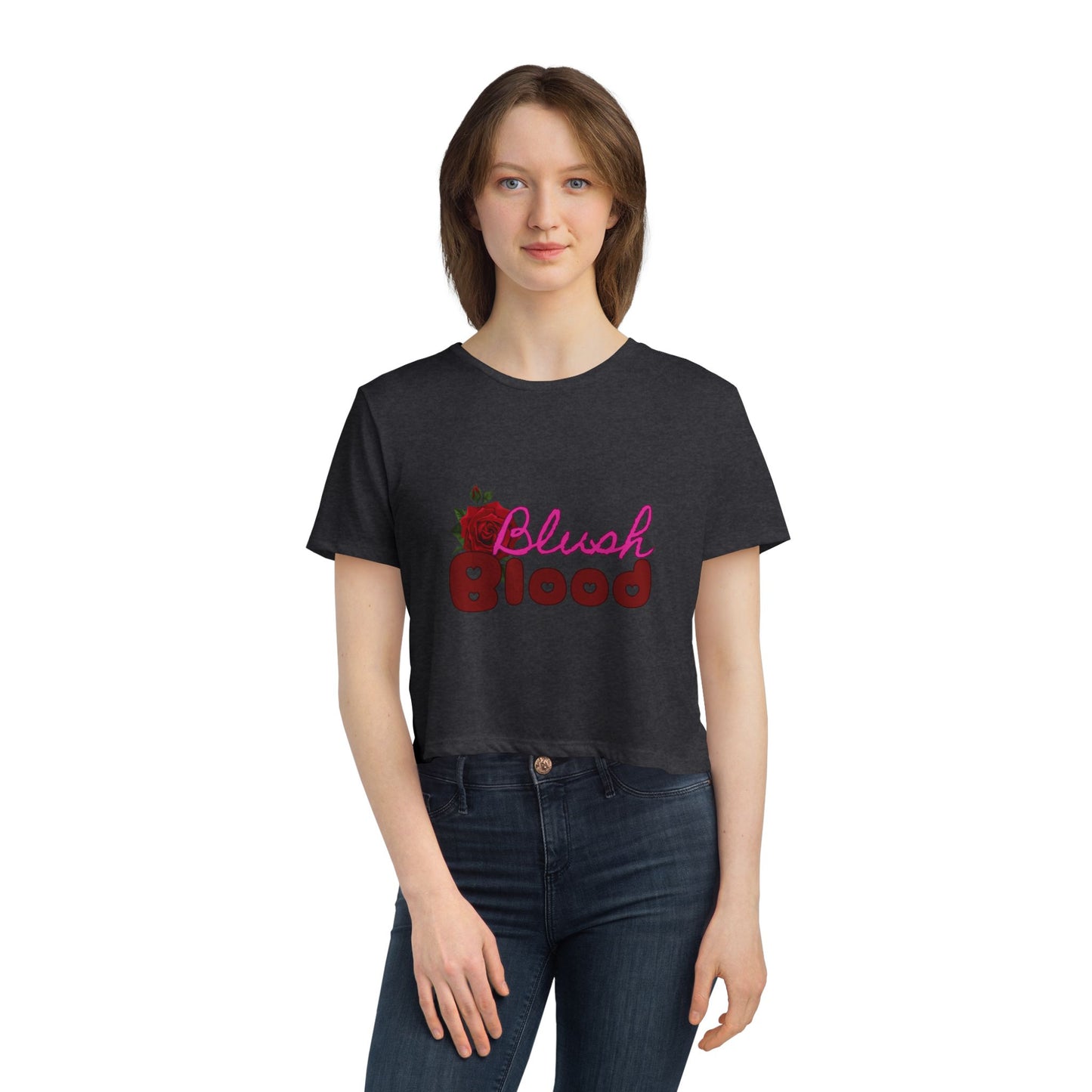 Blush and Blood Flowy Cropped Tee
