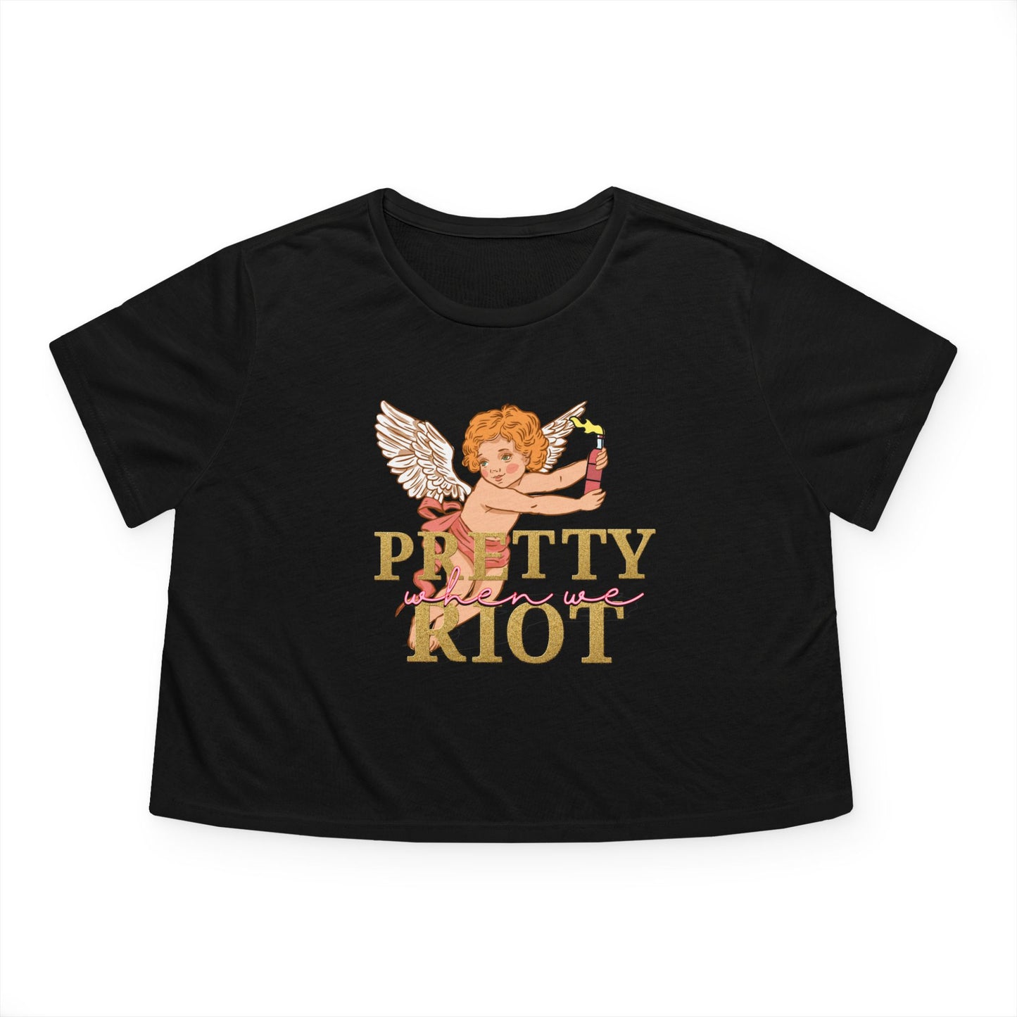 Pretty When We Riot Flowy Cropped Tee