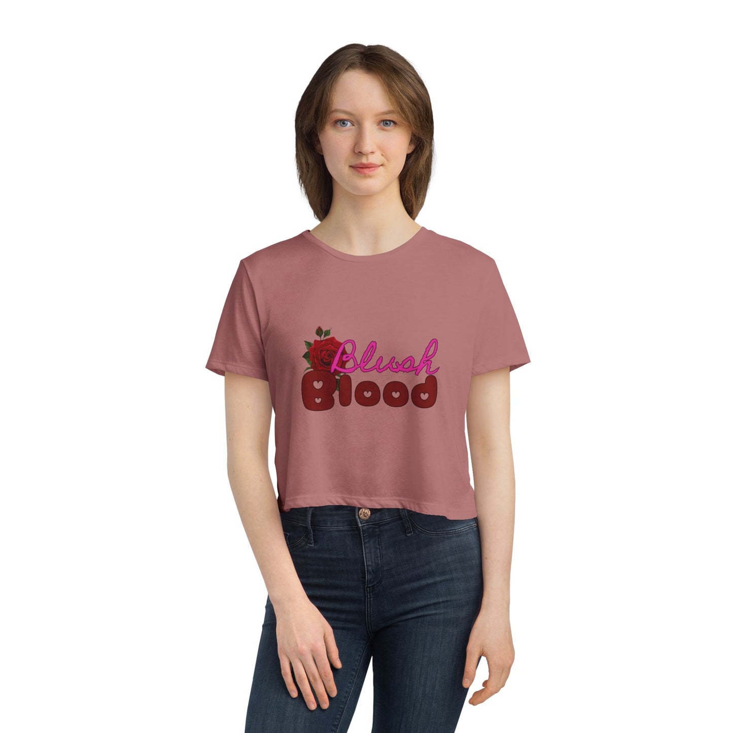 Blush and Blood Flowy Cropped Tee