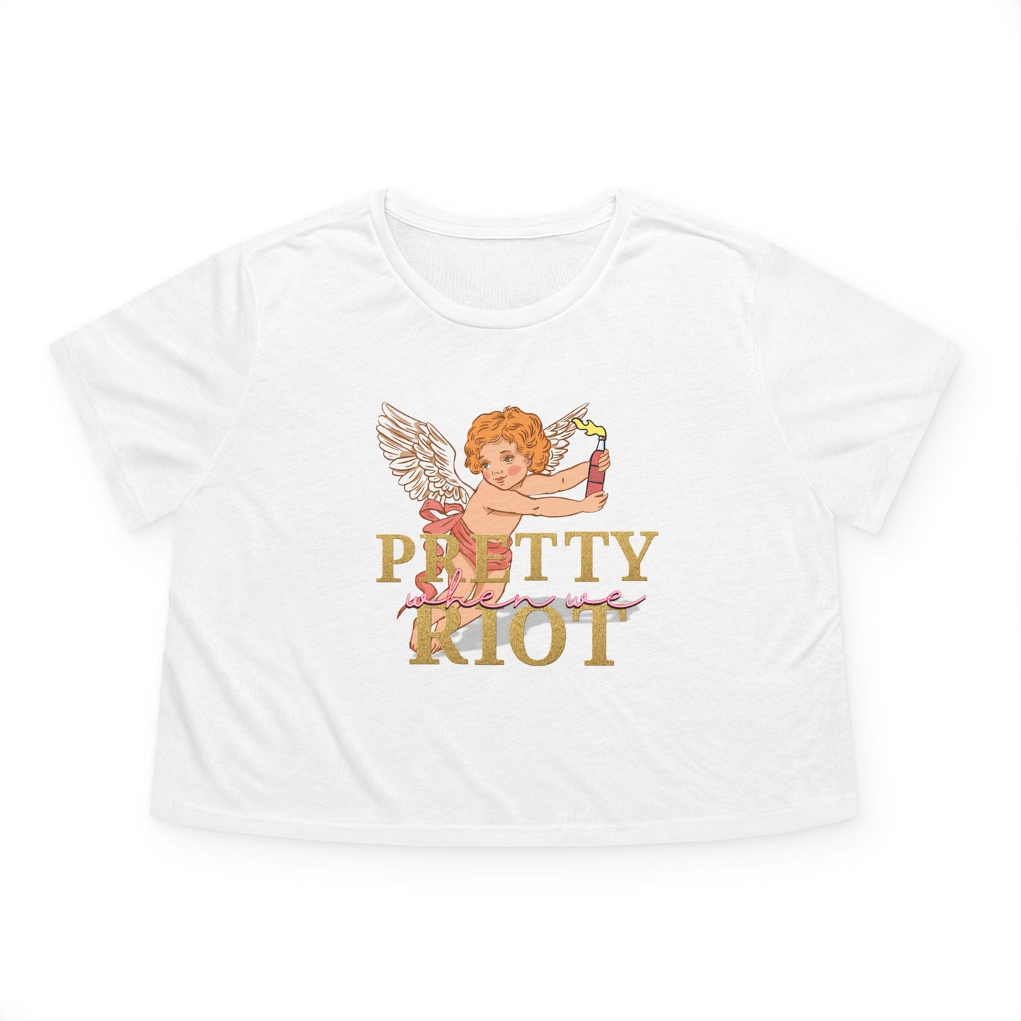 Pretty When We Riot Flowy Cropped Tee
