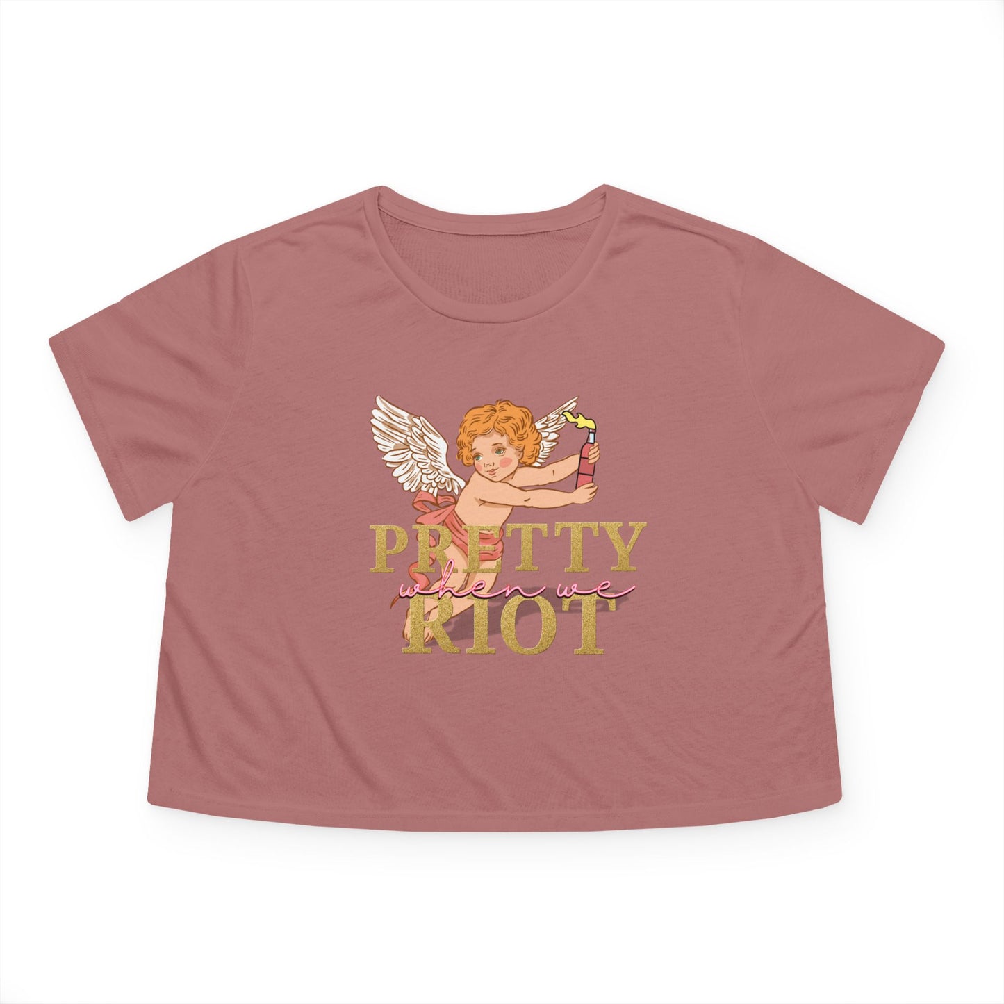 Pretty When We Riot Flowy Cropped Tee
