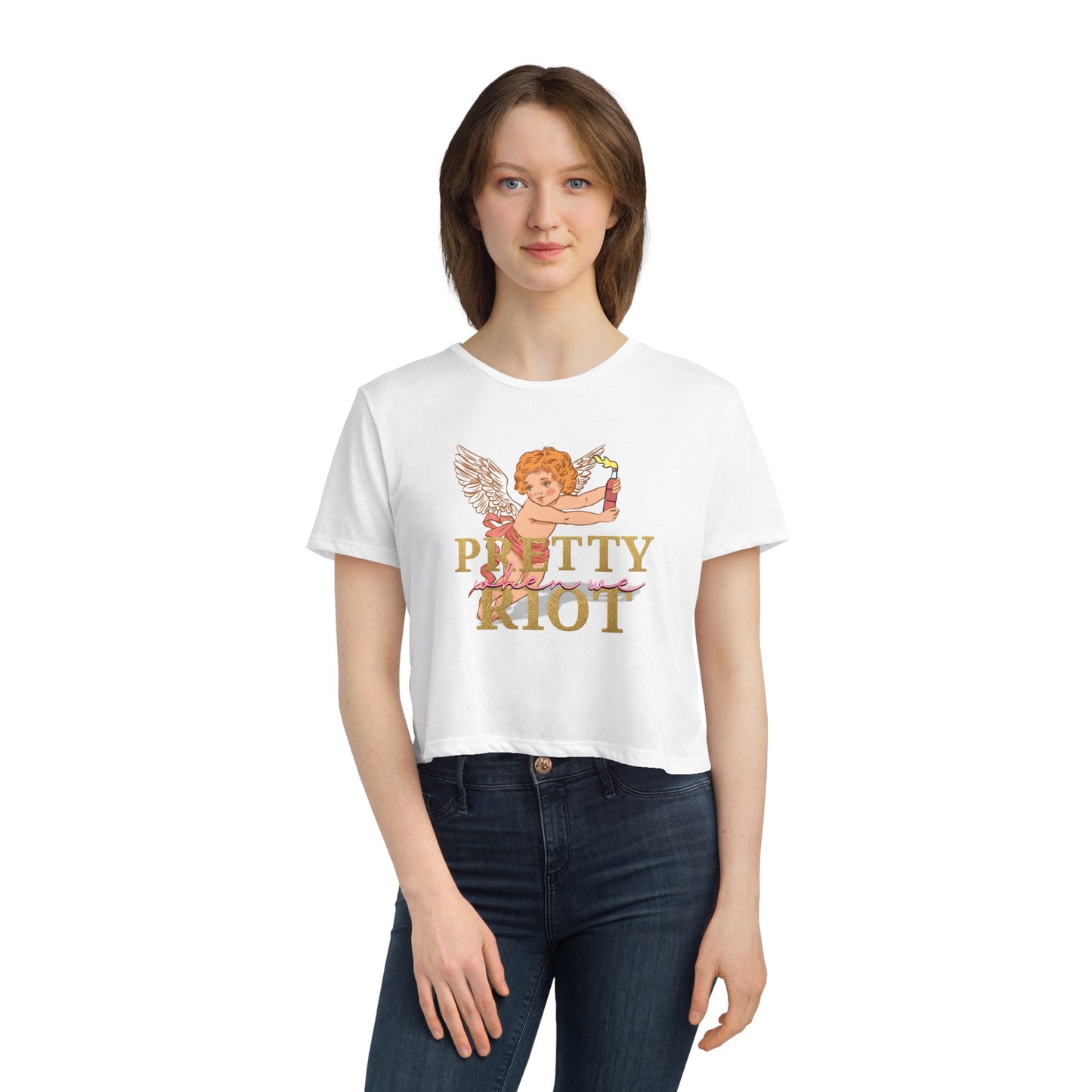 Pretty When We Riot Flowy Cropped Tee