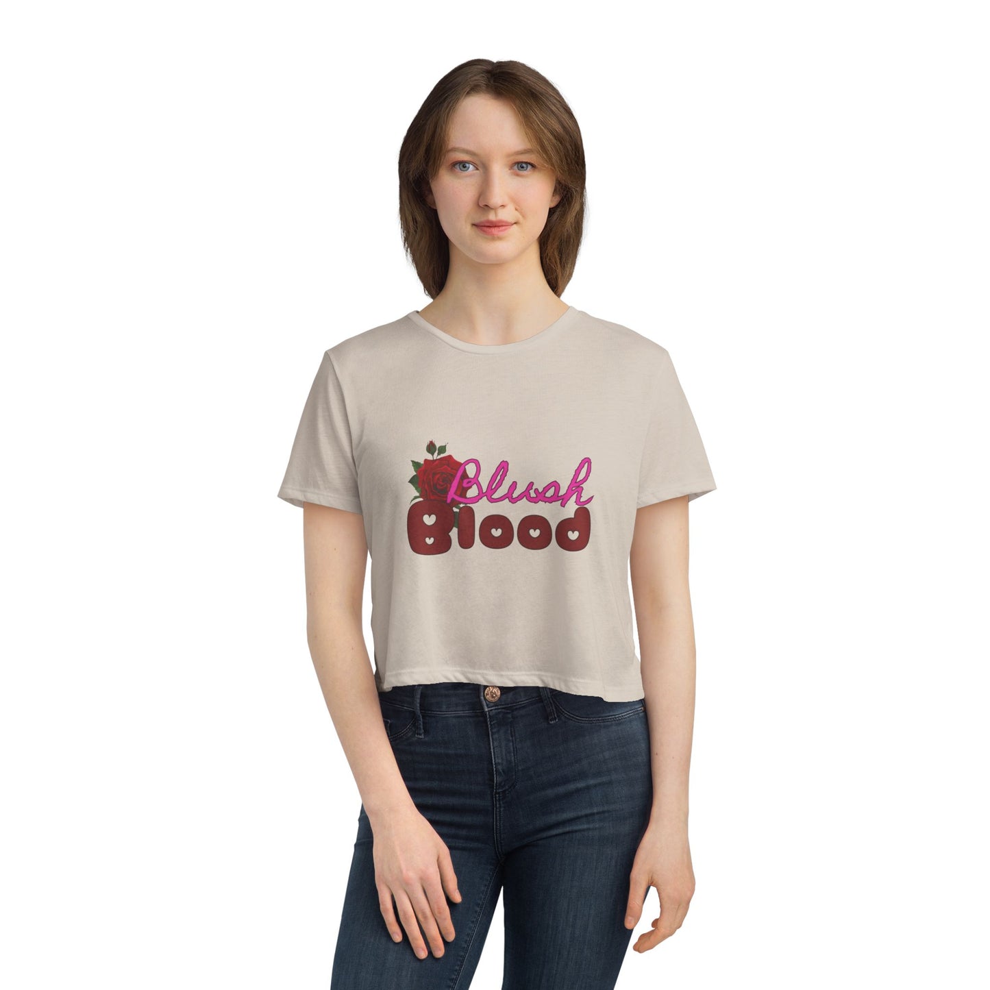 Blush and Blood Flowy Cropped Tee