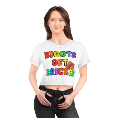 Bigots Get Bricked Bold Graphic Crop Tee