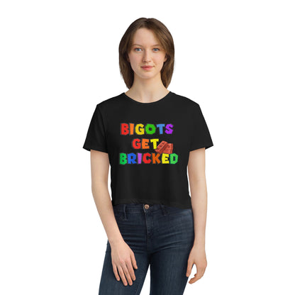 Bigots Get Bricked Women's Flowy Cropped Tee