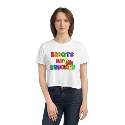 Bigots Get Bricked Women's Flowy Cropped Tee