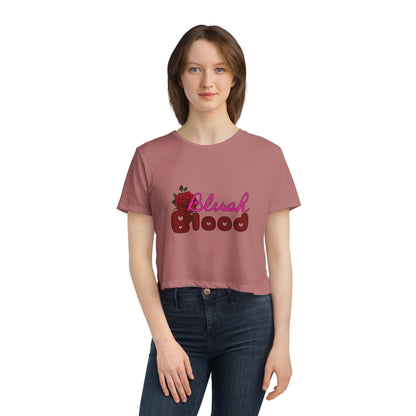 Blush and Blood Flowy Cropped Tee