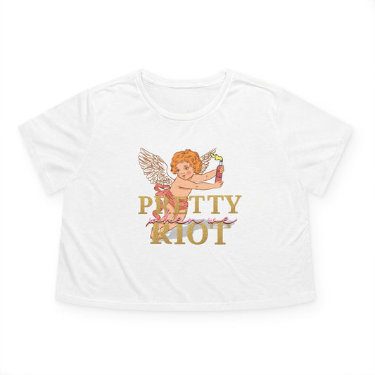 Pretty When We Riot Flowy Cropped Tee