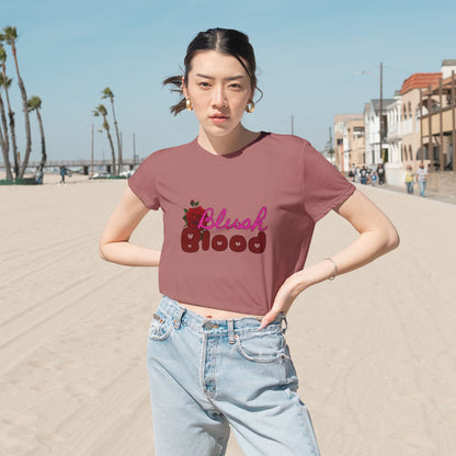Blush and Blood Flowy Cropped Tee