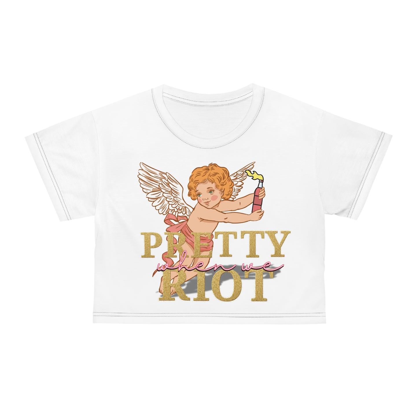 Pretty When We Riot Bold Graphic Crop Tee