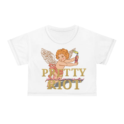 Pretty When We Riot Bold Graphic Crop Tee