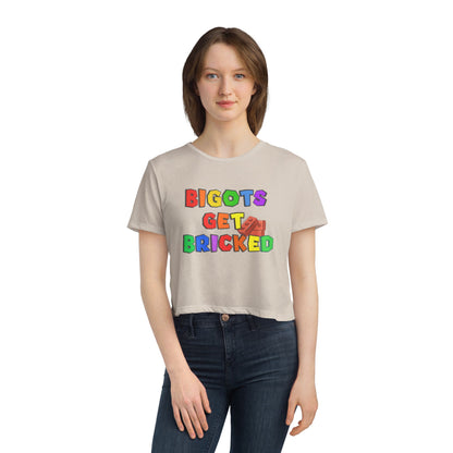 Bigots Get Bricked Women's Flowy Cropped Tee