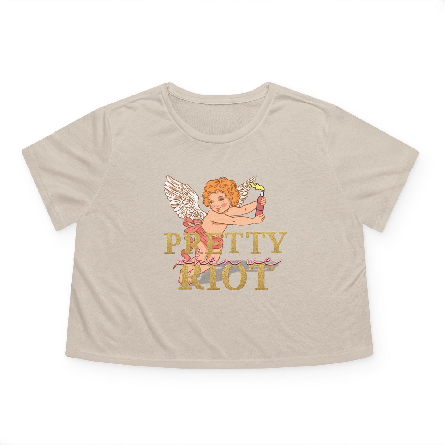 Pretty When We Riot Flowy Cropped Tee